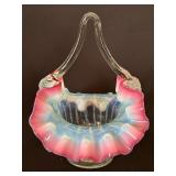 Antique Victorian Opalescent Glass Basket