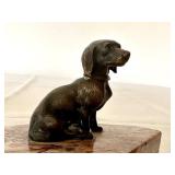 Vintage Bronze Dog Figurine on Marble Base