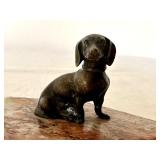 Vintage Bronze Dog Figurine on Marble Base