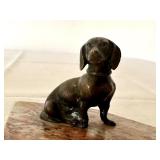Vintage Bronze Dog Figurine on Marble Base