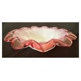 Antique 1860 Brides Glass Bowl with Pleated Petal Edges