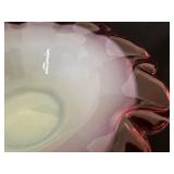 Antique 1860 Brides Glass Bowl with Pleated Petal Edges