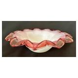 Antique 1860 Brides Glass Bowl with Pleated Petal Edges