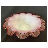 Antique 1860 Brides Glass Bowl with Pleated Petal Edges