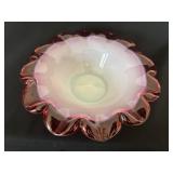 Antique 1860 Brides Glass Bowl with Pleated Petal Edges