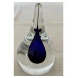 Vintage Orrefors Intermezzo Blue Art Glass Teardrop Paperweight