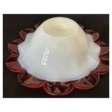 Antique 1860 Brides Glass Bowl with Pleated Petal Edges