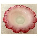 Antique 1860 Brides Glass Bowl with Pleated Petal Edges