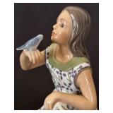 Vintage Dahl Jensen Porcelain "Anne" with Bird Figurine No. 1366