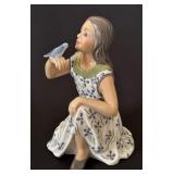 Vintage Dahl Jensen Porcelain "Anne" with Bird Figurine No. 1366