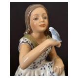 Vintage Dahl Jensen Porcelain "Anne" with Bird Figurine No. 1366