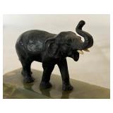 Vintage Desk Tray with Bronze Elephant Figurine