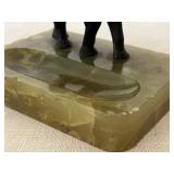 Vintage Desk Tray with Bronze Elephant Figurine