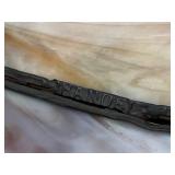 Antique Handel Teroca Filigree Panel Slag Glass Lamp with Bronze Base