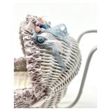 Vintage Dollhouse Barbara J. Rumeli Wicker Baby Carriage and Miniature Doll