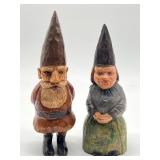 Two Vintage Hand Carved Norwegian Figurines