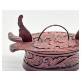 Antique Carved Small Swedish Tine Box