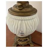 Antique Satin Glass Victorian Lamp