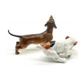 Vintage Royal Copenhagen Dog Figurine No. 1097 and Dachshund Unmarked Figurine