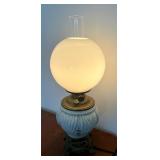 Antique Satin Glass Victorian Lamp