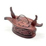 Antique Carved Small Swedish Tine Box