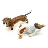 Vintage Royal Copenhagen Dog Figurine No. 1097 and Dachshund Unmarked Figurine