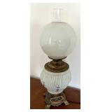 Antique Satin Glass Victorian Lamp