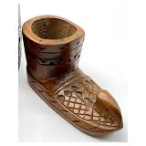 Antique Swedish Wooden Bowl, Carved Shoe, Gnome and Wooden Spoons