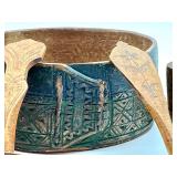 Antique Swedish Wooden Bowl, Carved Shoe, Gnome and Wooden Spoons