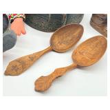 Antique Swedish Wooden Bowl, Carved Shoe, Gnome and Wooden Spoons