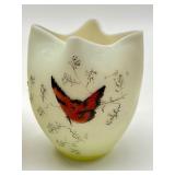 Two Antique Victorian Satin Glass Vases