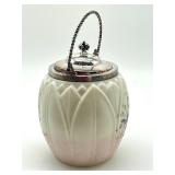 Antique Mount Washington Satin Glass Cracker or Biscuit Jar