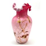 Antique Diamond Quilt Pink Case Vase