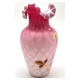 Antique Diamond Quilt Pink Case Vase