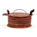 Antique Carved Wooden Swedish Tine Box