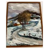 Vintage Miniature Oil on Board Painting