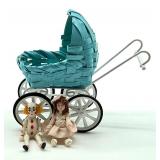 Miniature Dollhouse Stroller and Dolls