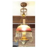 Antique Cranberry Swirl Satin Victorian Hanging Light Fixture