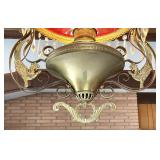 Antique Cranberry Swirl Satin Victorian Hanging Light Fixture