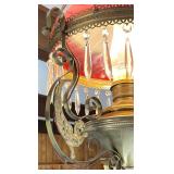 Antique Cranberry Swirl Satin Victorian Hanging Light Fixture