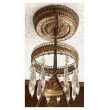 Antique Cranberry Swirl Satin Victorian Hanging Light Fixture