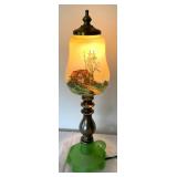 Vintage Mismatched Lamp with Hand Painted Shade
