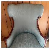 Antique Upholstered Chair with Antique Eastlake Slipper Bench