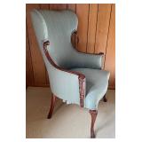 Antique Upholstered Chair with Antique Eastlake Slipper Bench