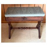 Antique Upholstered Chair with Antique Eastlake Slipper Bench