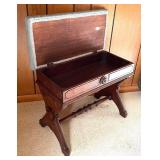 Antique Upholstered Chair with Antique Eastlake Slipper Bench