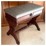 Antique Upholstered Chair with Antique Eastlake Slipper Bench