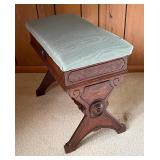 Antique Upholstered Chair with Antique Eastlake Slipper Bench
