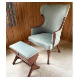 Antique Upholstered Chair with Antique Eastlake Slipper Bench