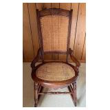 Vintage Rocking Chair with Caned Seating